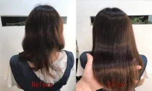 縮毛矯正をした実際のお客様のビフォーアフター
